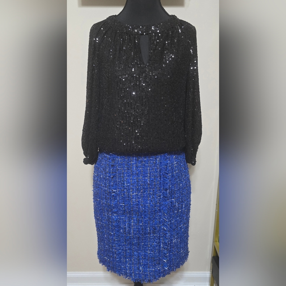 INC Blue Tweed Skirt